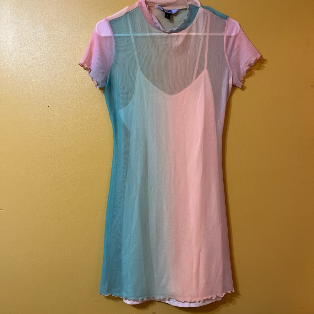 Vylette Sheer Pastel Dress